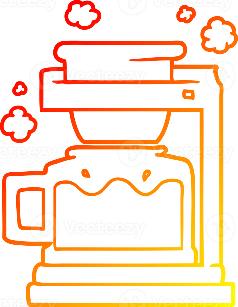 warm gradient line drawing cartoon coffee pot png
