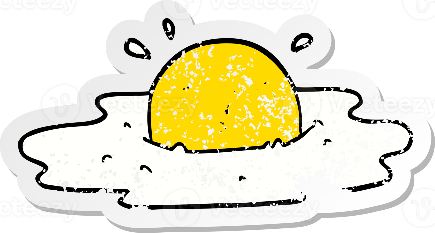 distressed sticker of a cute cartoon fried egg png