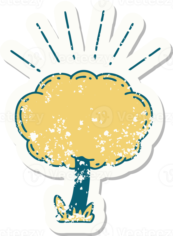 grunge sticker of tattoo style tree png