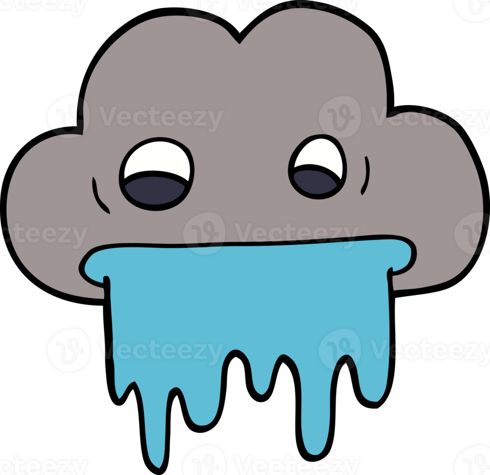 cartoon doodle rain cloud png