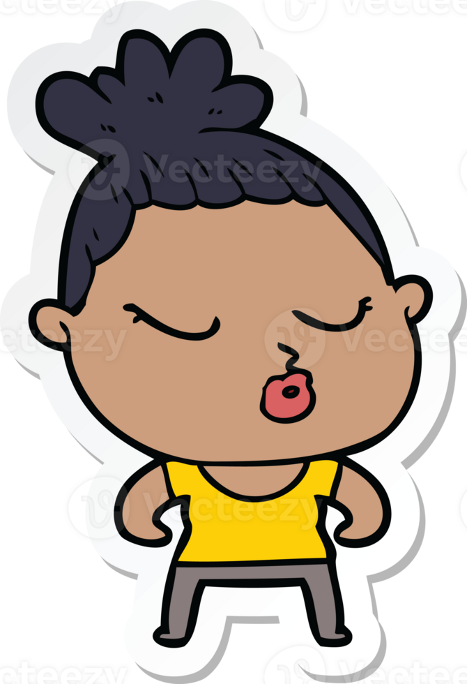 sticker of a cartoon calm woman png