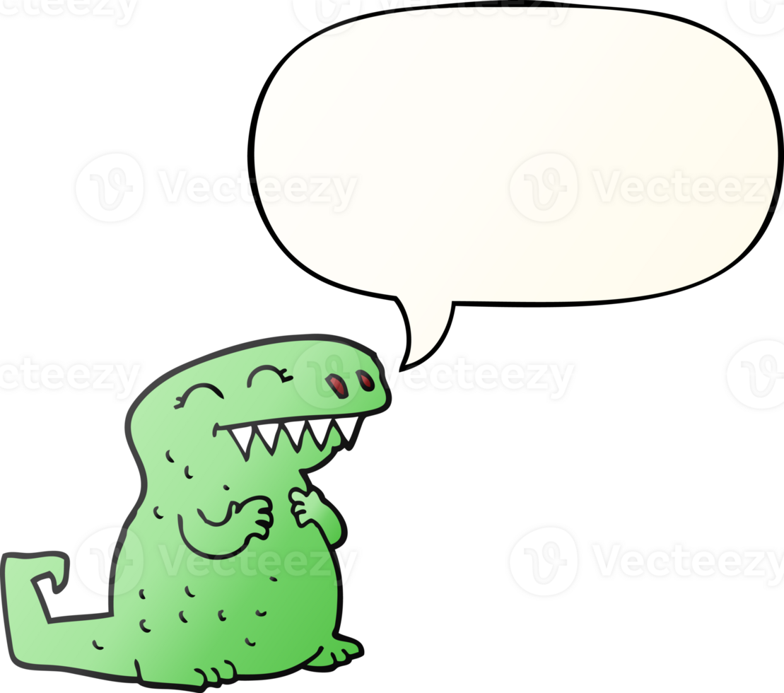 cartoon dinosaur and speech bubble in smooth gradient style png