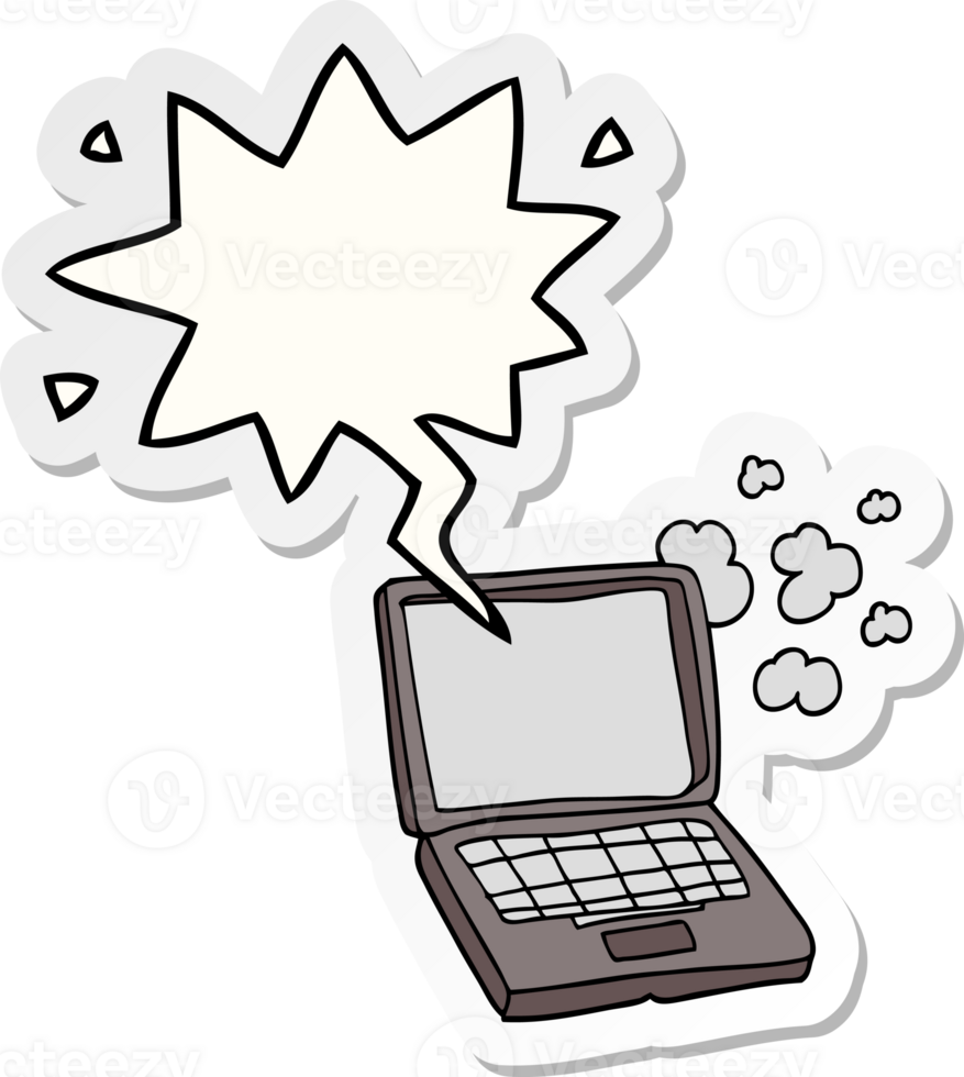 cartoon laptop computer and speech bubble sticker png