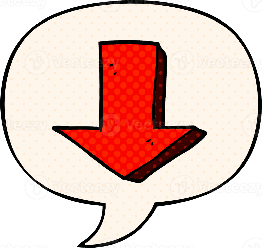 cartoon pointing arrow and speech bubble in comic book style png