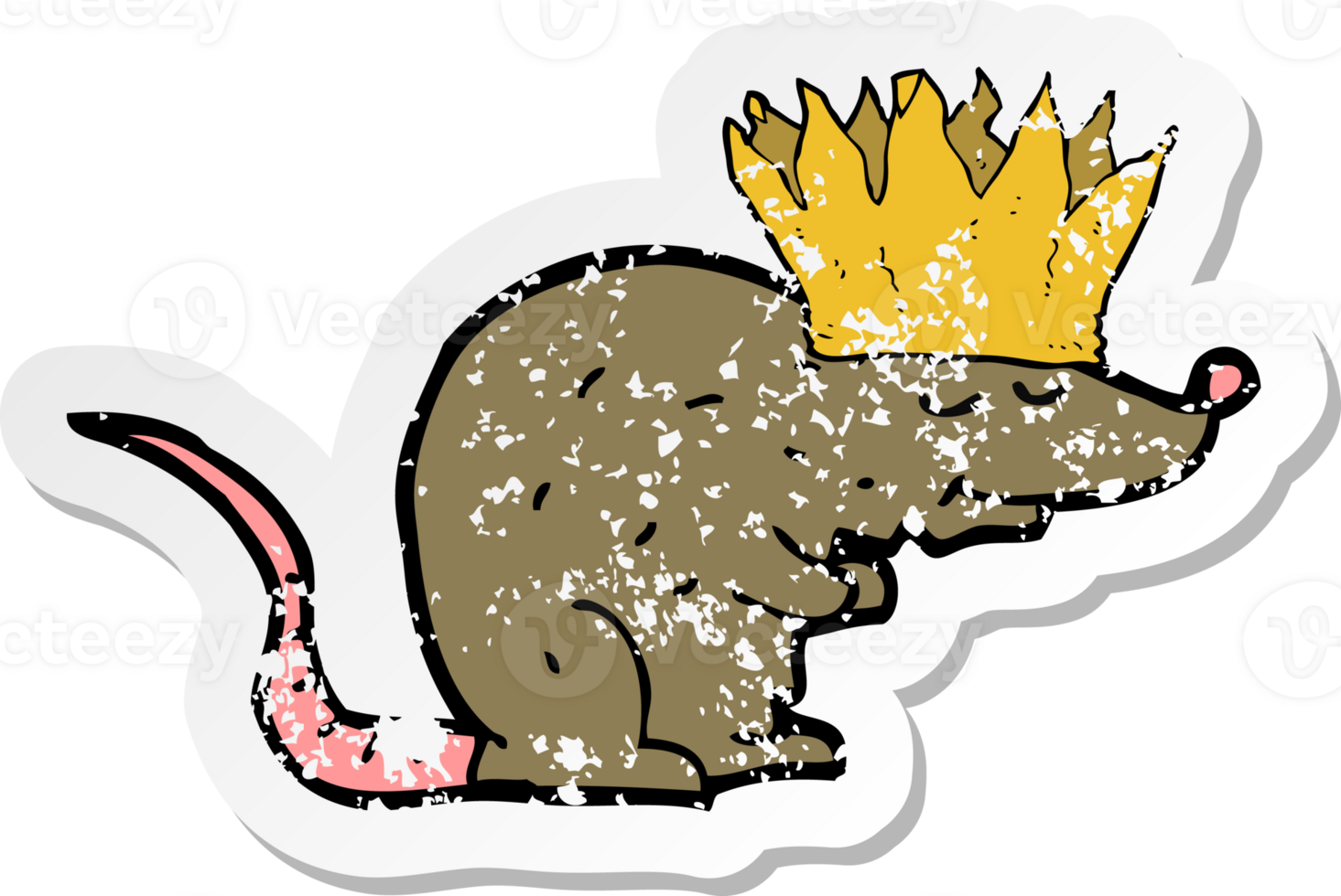 retro distressed sticker of a king rat cartoon png