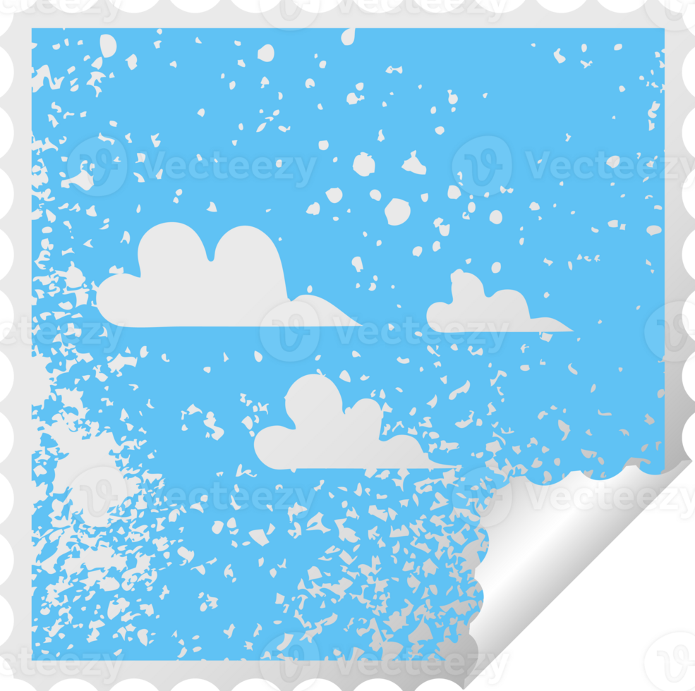 distressed square peeling sticker symbol cloud png