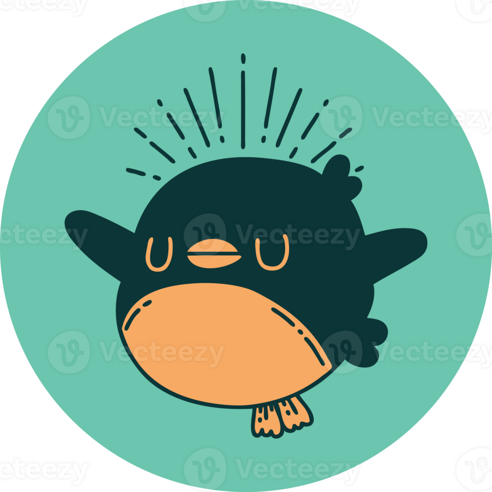 icon of tattoo style flapping robin png