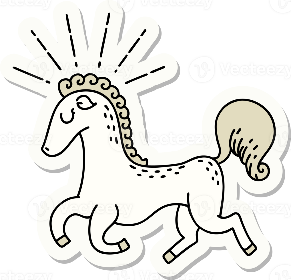 sticker of tattoo style prancing stallion png