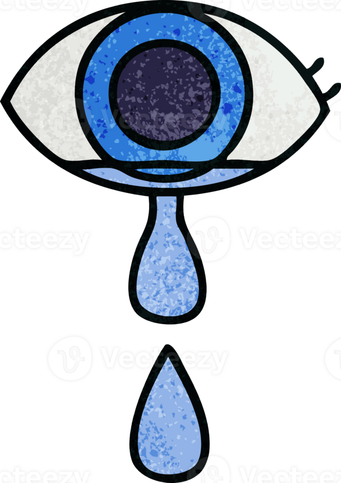 retro grunge texture cartoon crying eye png