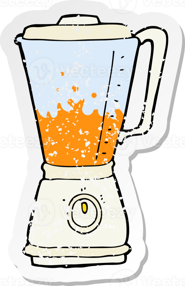 retro distressed sticker of a cartoon juice blender png