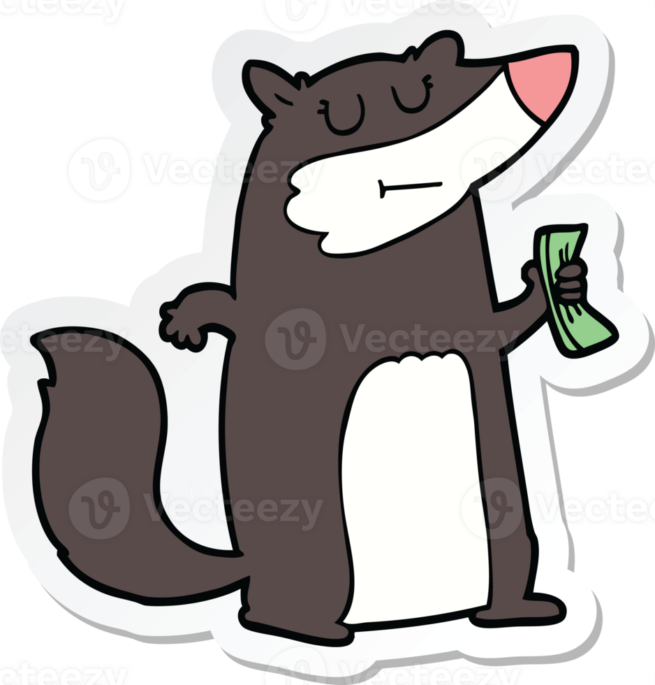 sticker van een cartoondas die contant geld vasthoudt png