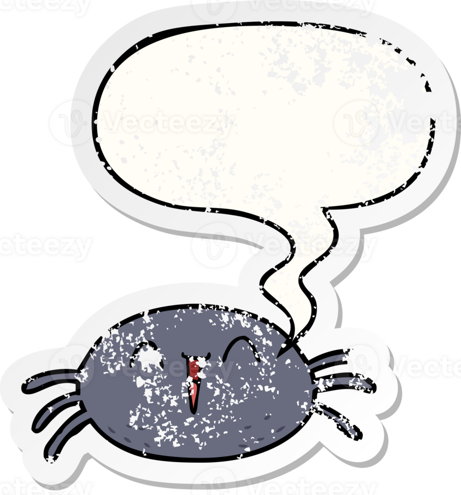 cartoon halloween spider and speech bubble distressed sticker png