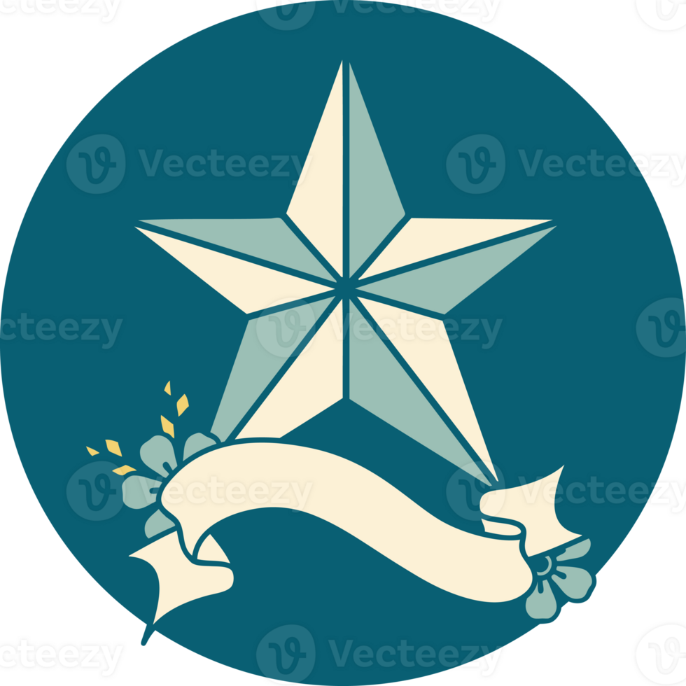 icon with banner of a star png