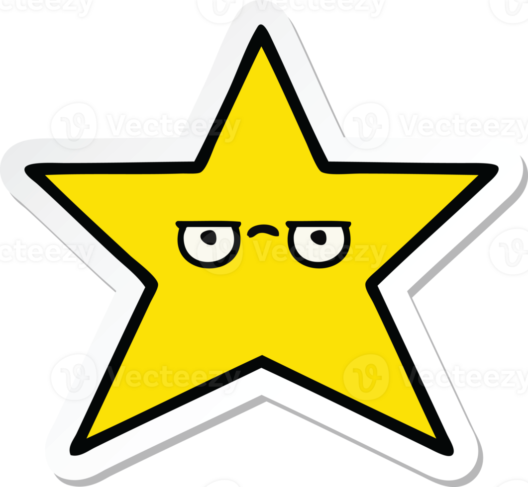 sticker of a cute cartoon gold star png