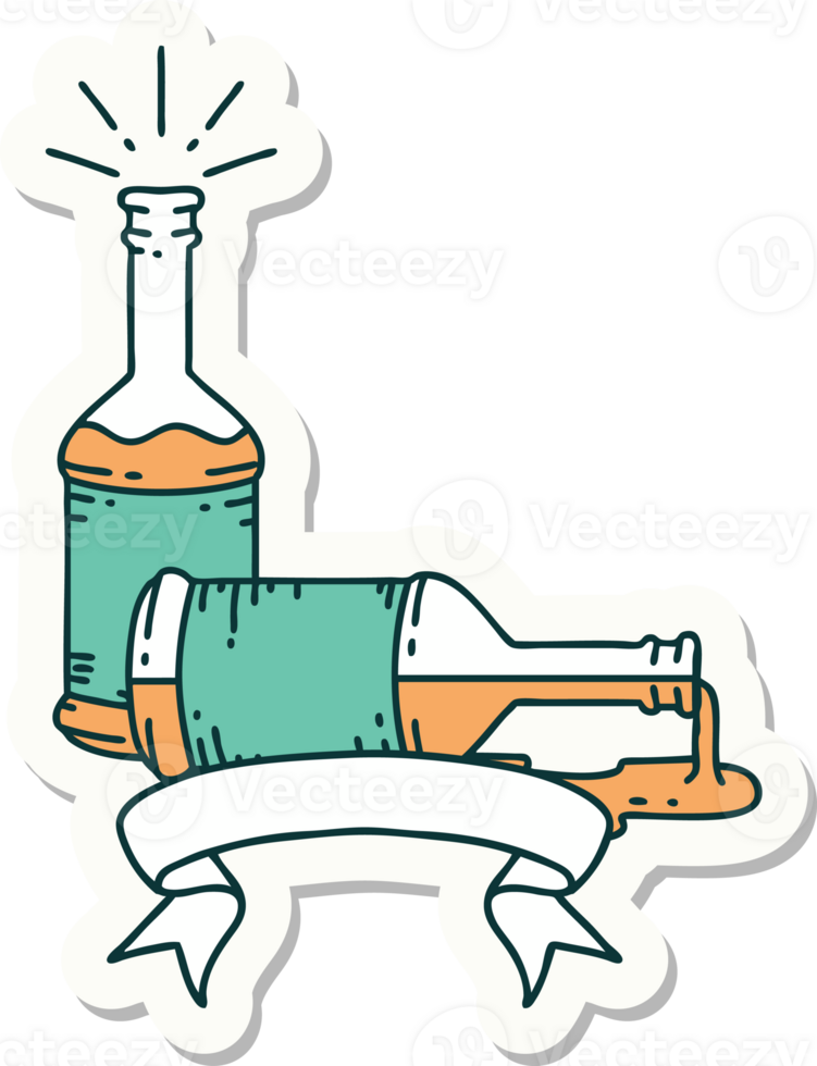 sticker of tattoo style beer bottles png