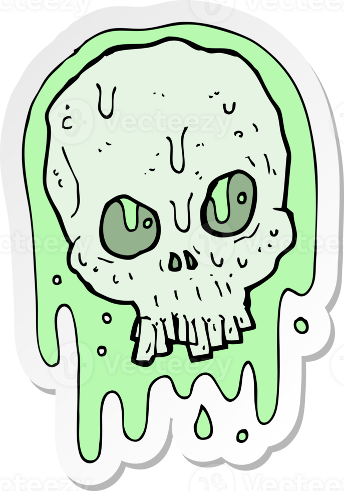 sticker of a cartoon slimy skull png