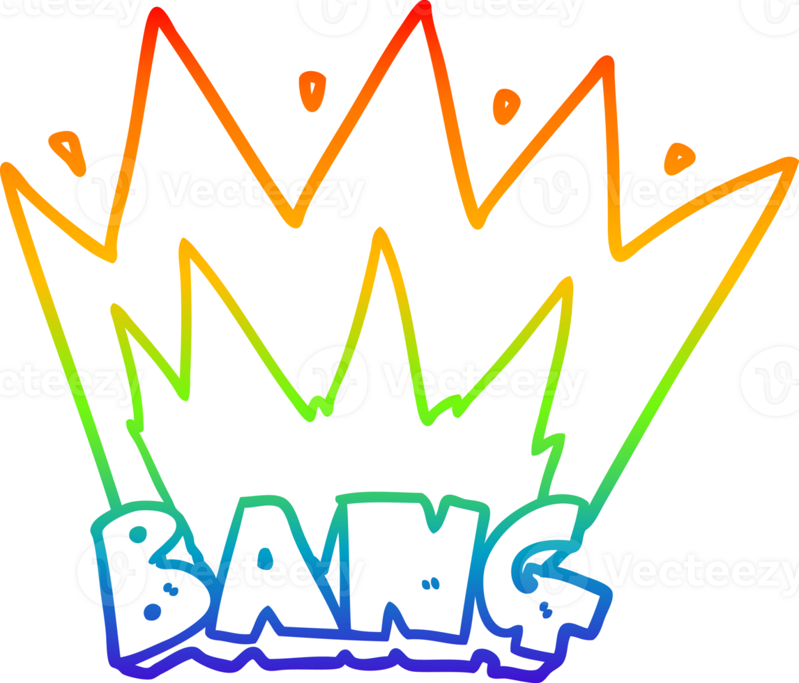 rainbow gradient line drawing cartoon bang sign png