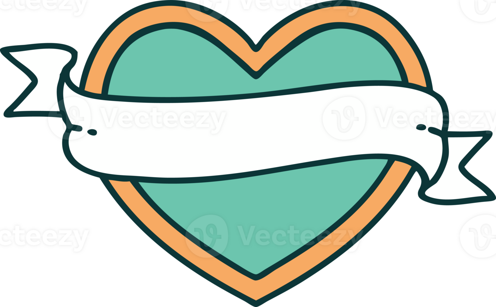 tattoo style icon of a heart and banner png