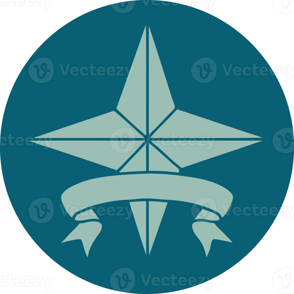 icon with banner of a star png