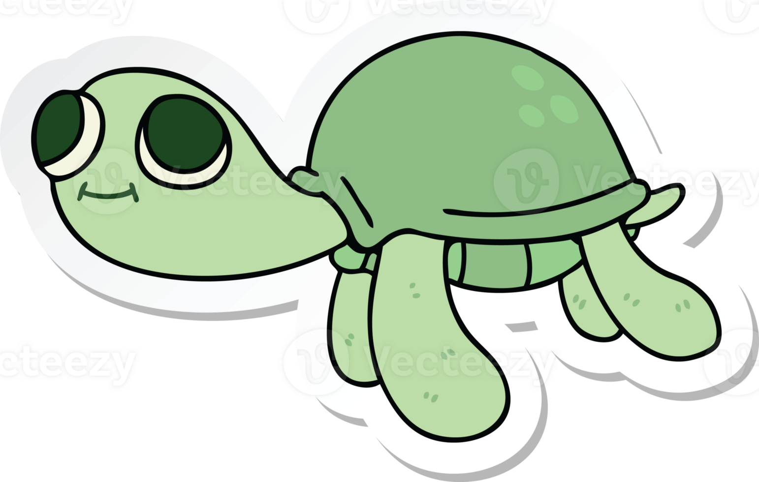 sticker of a quirky hand drawn cartoon turtle png