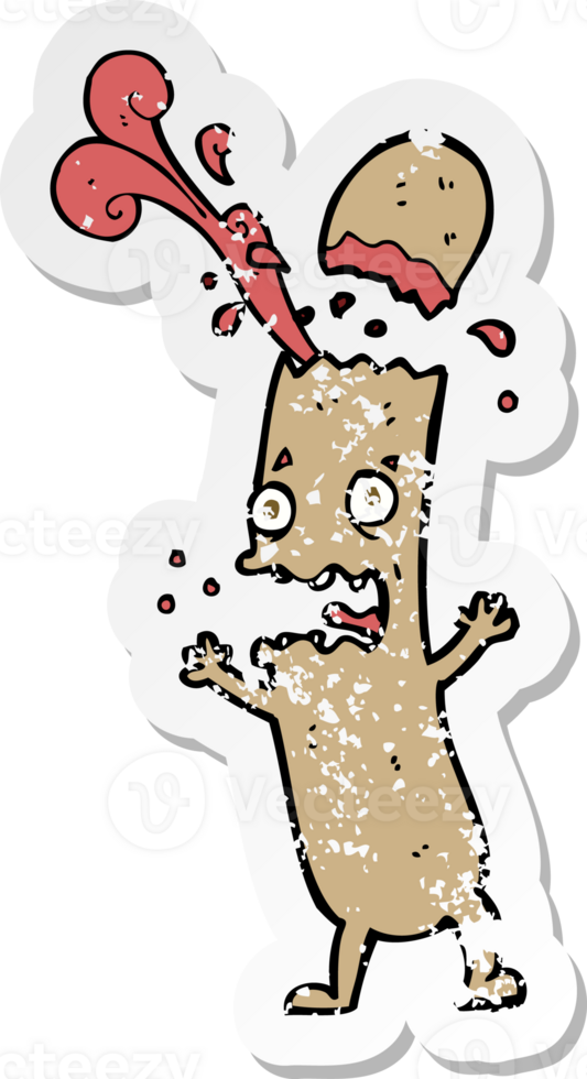 retro distressed sticker of a cartoon undercooked sausage png