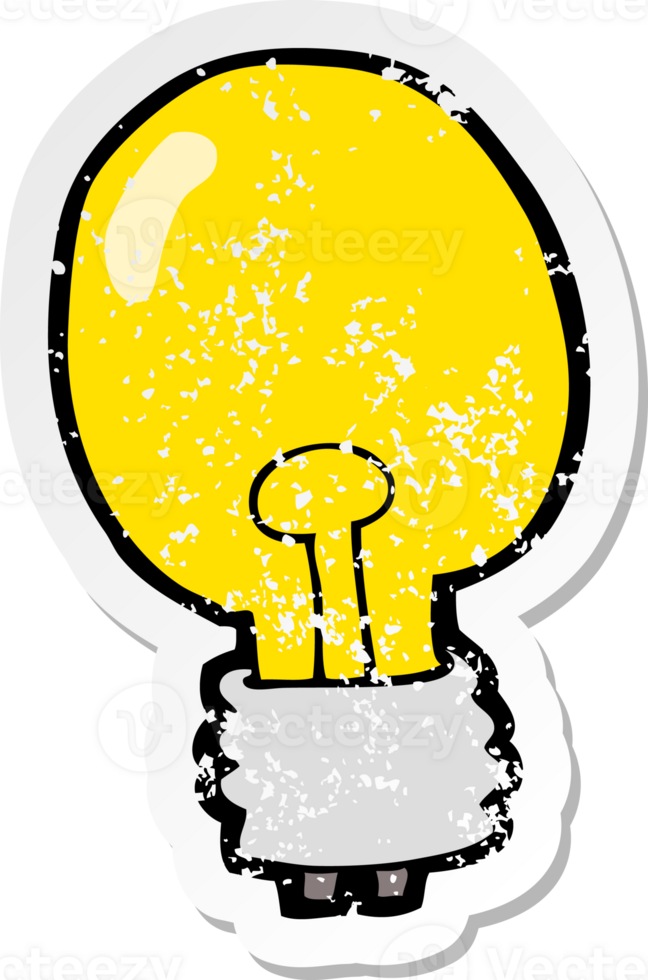 retro distressed sticker of a cartoon electric light bulb png