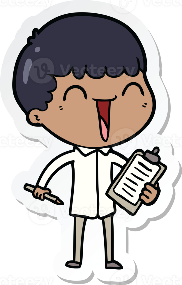 sticker of a cartoon happy man png