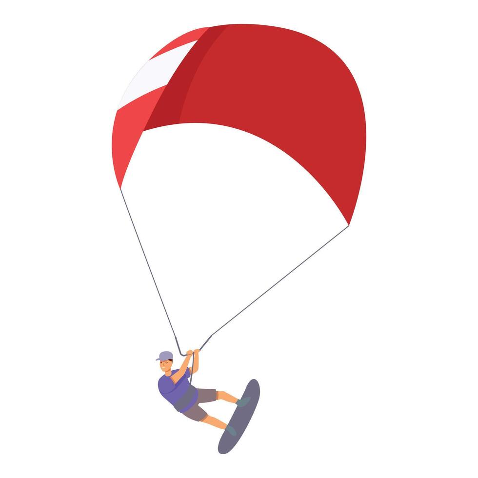 Red color kitesurfing icon cartoon vector. Dynamic jump vector