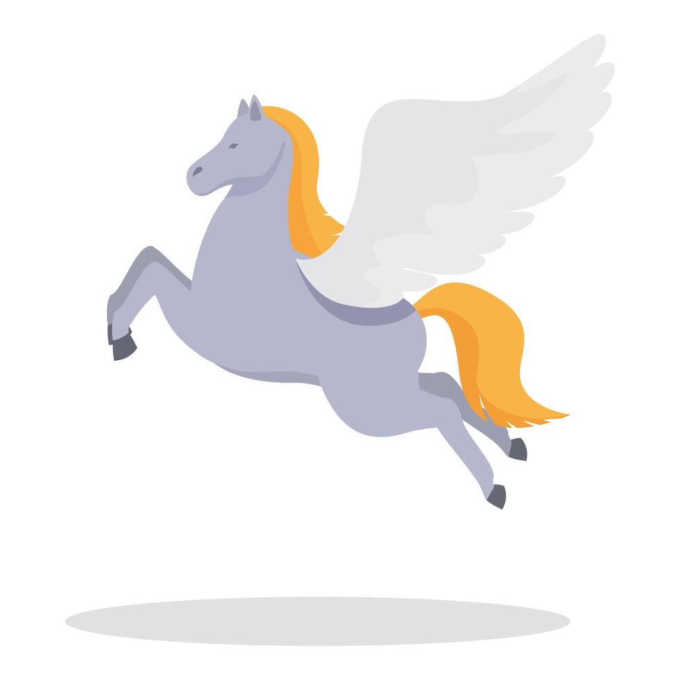 Flying pegasus horse icon cartoon vector. Green tale animal vector