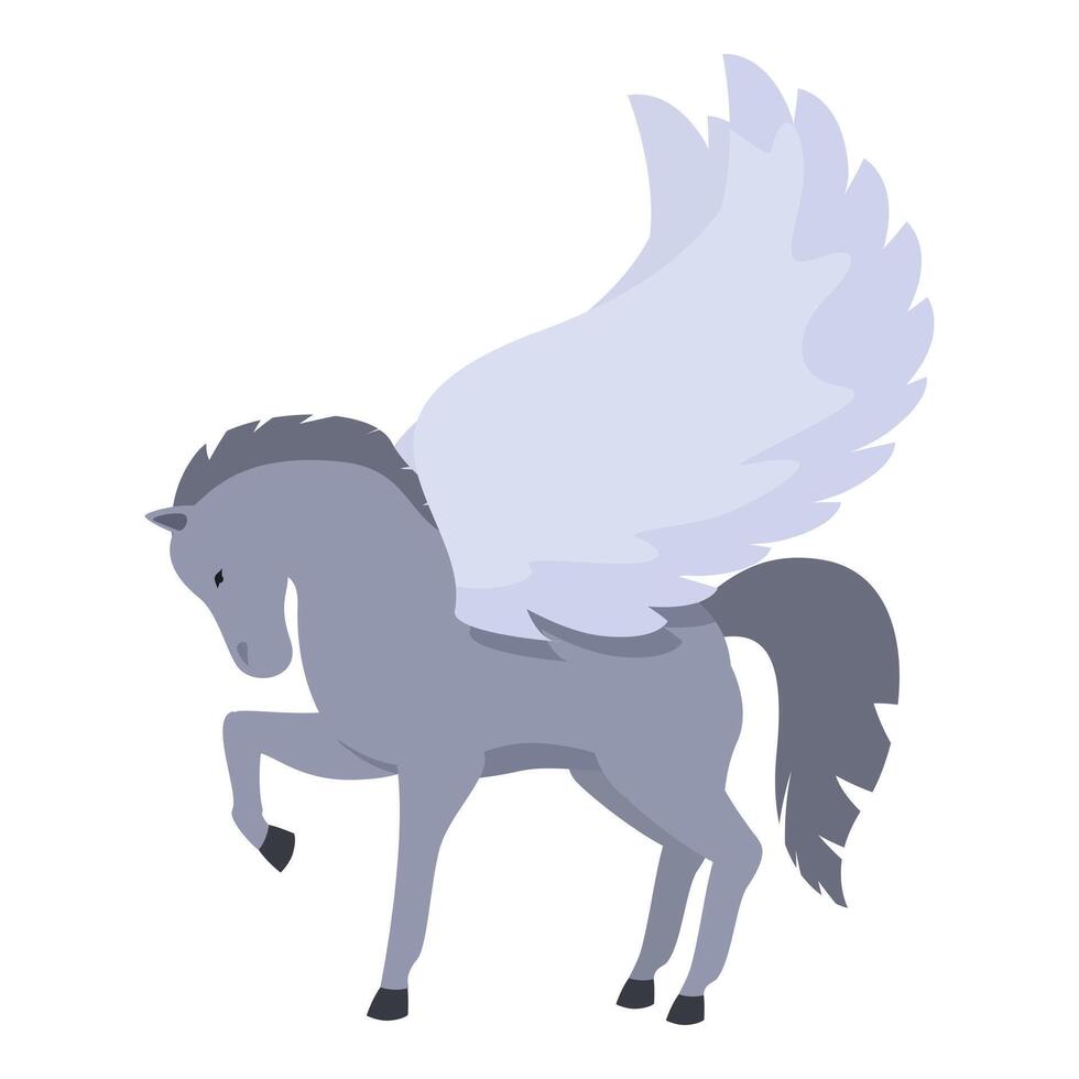 Horse crest blazon icon cartoon vector. Ancient pegasus vector