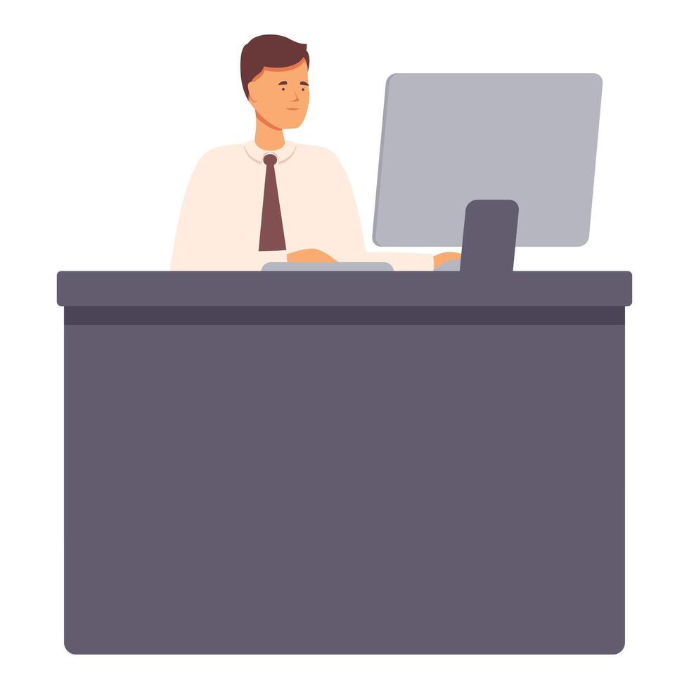 Work office reception desk icon cartoon vector. Work routine vector