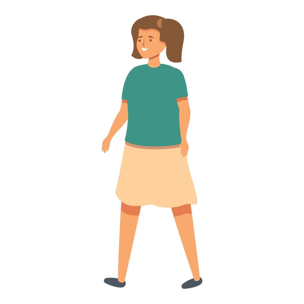 Walking girl in park icon cartoon vector. Going to grandmother vector
