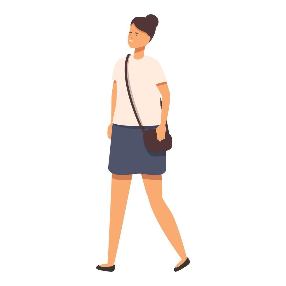 Daily walking icon cartoon vector. Woman to home vector