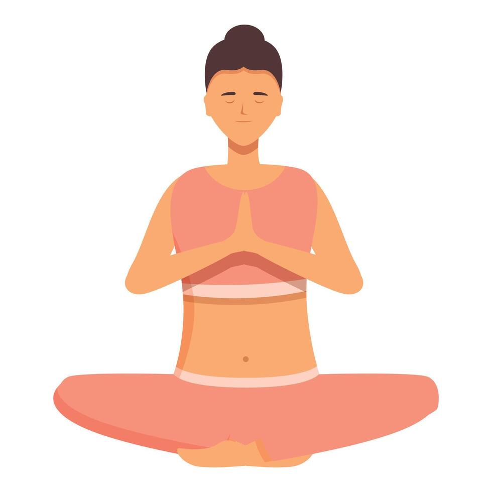 Daily girl meditation icon cartoon vector. Work living home vector