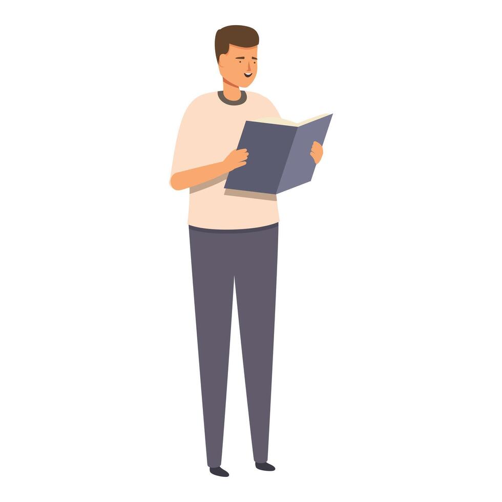 Cute night reading icon cartoon vector. Care dad reading vector