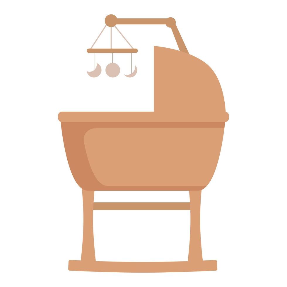 Modern wooden crib icon cartoon vector. Desperate crying baby vector
