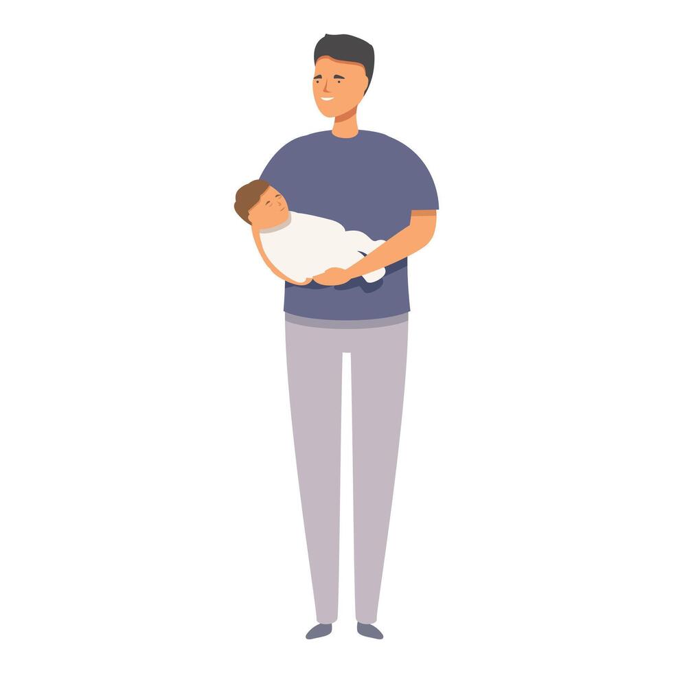 Dad care baby icon cartoon vector. Sleep child tired vector
