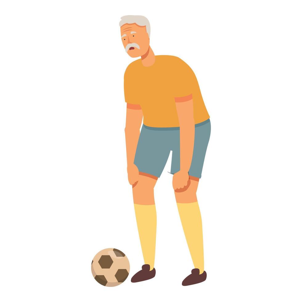 Healthy tired old person icon cartoon vector. Soccer play outdoor vector