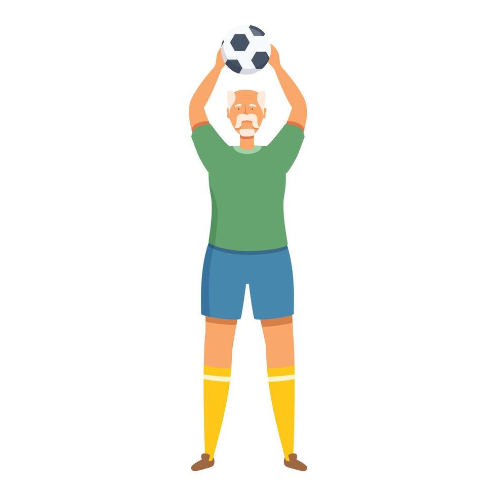 Happy senior goalkeeper icon cartoon vector. Elder person workout vector