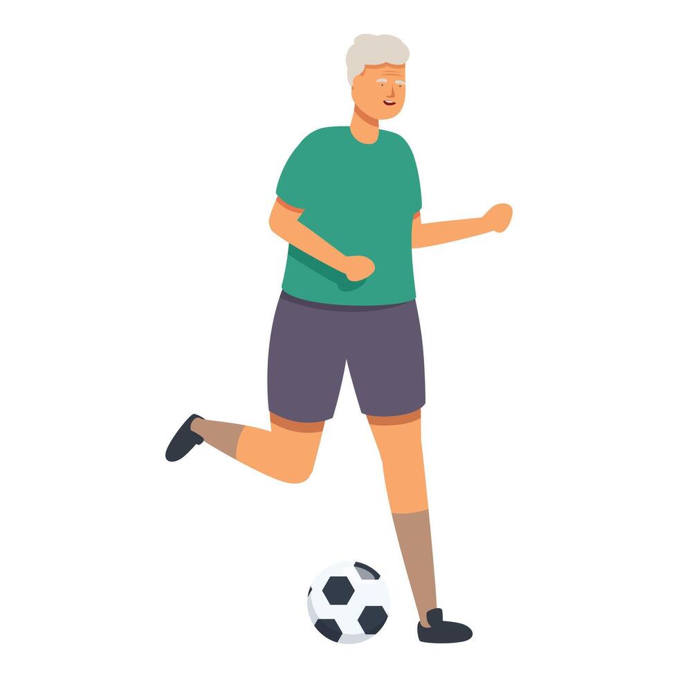 Run soccer ball icon cartoon vector. Training old person vector