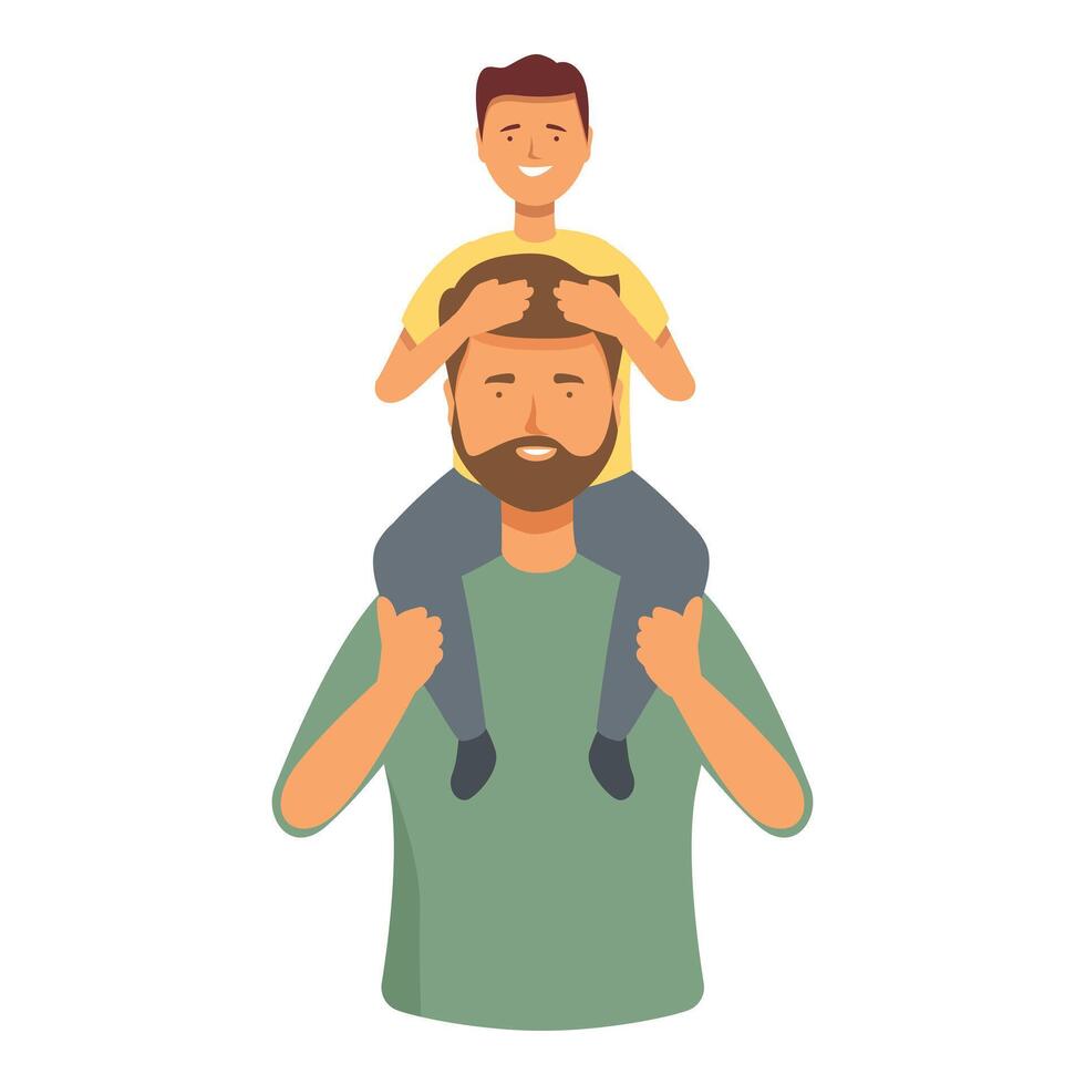 Child on parent shoulders icon cartoon vector. Smile cute person vector