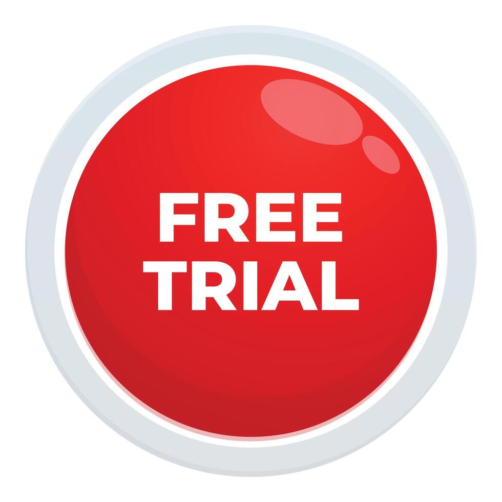 Free trial red button icon cartoon vector. Label tag sticker vector
