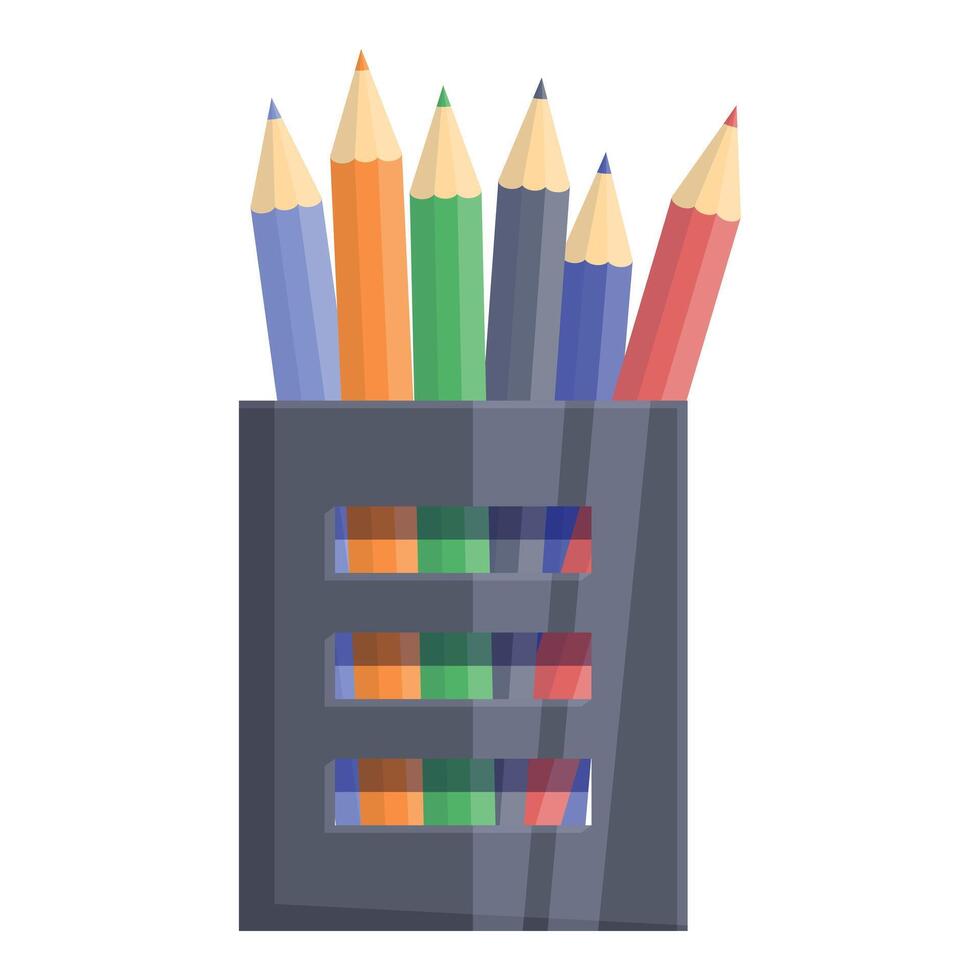 Line pencils icon cartoon vector. Colorful wooden stand vector