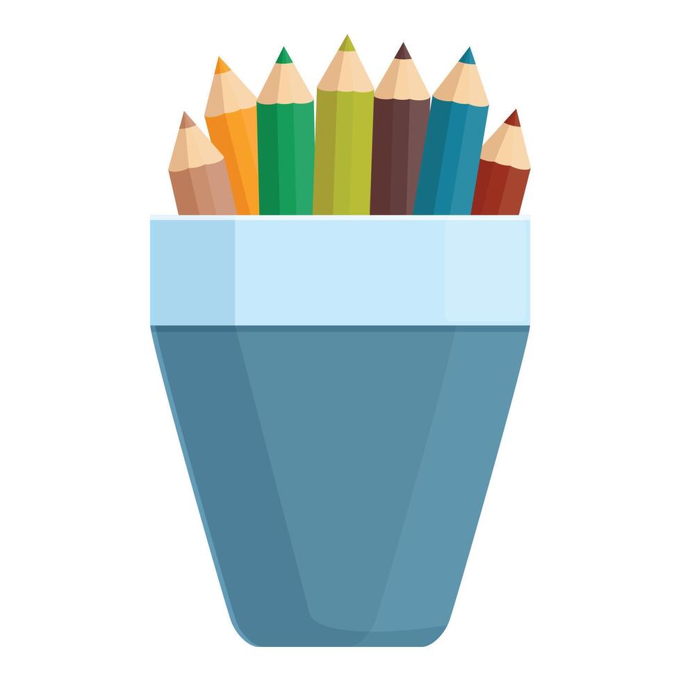 Blue color pencil stand icon cartoon vector. Holder art vector