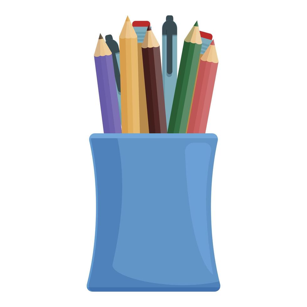 Paint draw pencil stand icon cartoon vector. Holder art vector