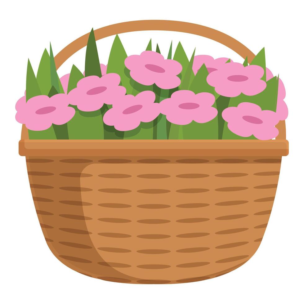 rosado flores cesta icono dibujos animados vector. gráfico pegatina vector