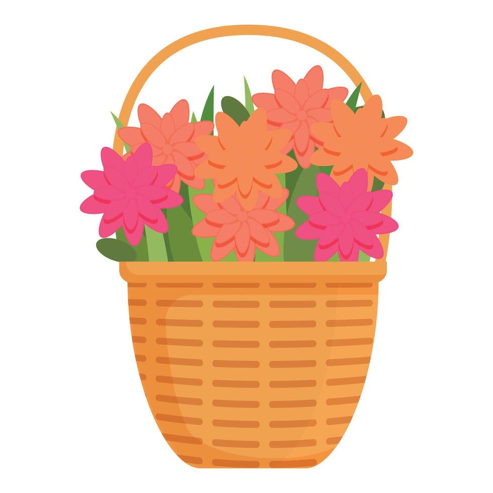 Garden flower basket icon cartoon vector. Leaf gift vector
