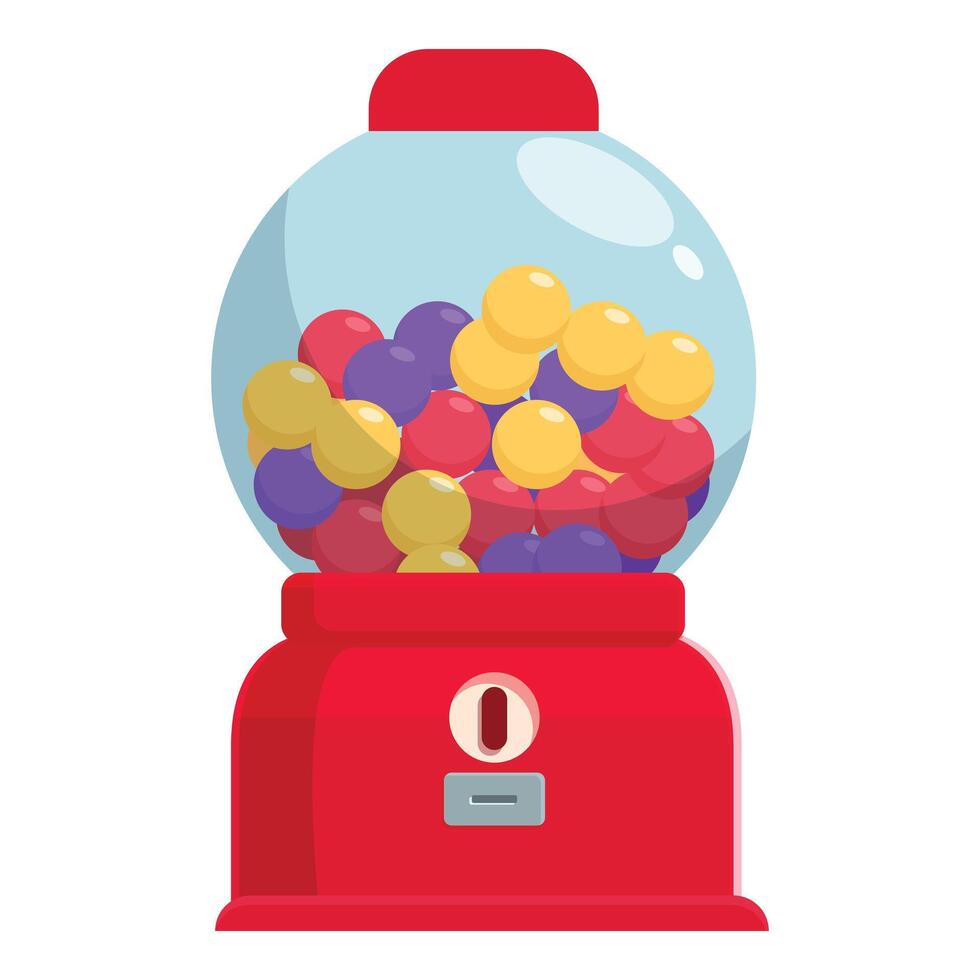 Red color machine icon cartoon vector. Bubble gum slot dispenser vector