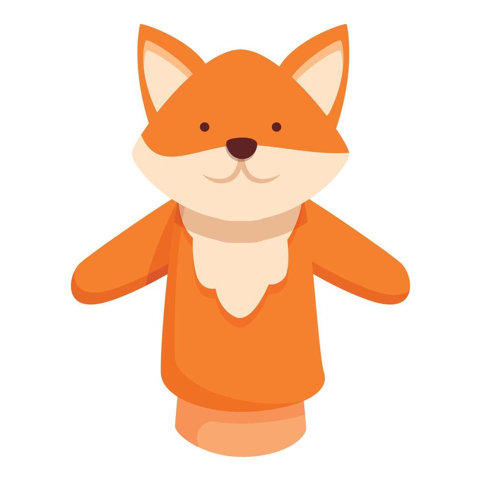 Cute fox handle doll icon cartoon vector. Puppet toy vector