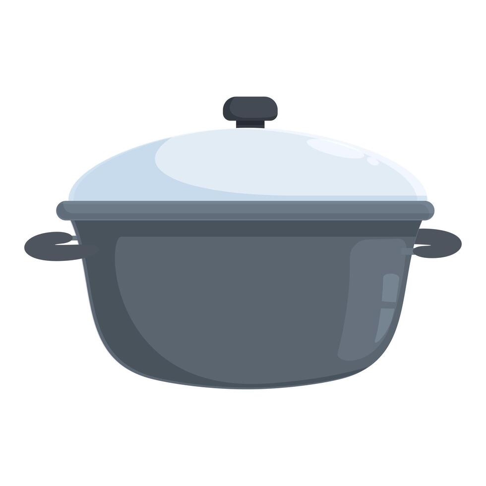 Metallic saucepan icon cartoon vector. Clean soup tool vector